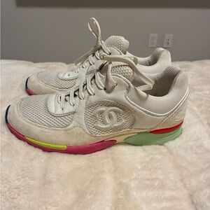 Chanel Women's Cream and Multicolor Sneakers
